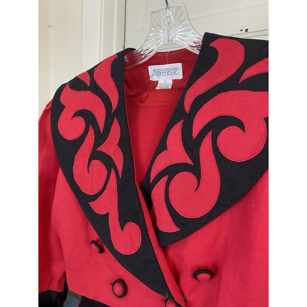 80's Vintage Jumpsuit Side Effects   Red Black Sz S New Wave Punk - Picture 5 of 9